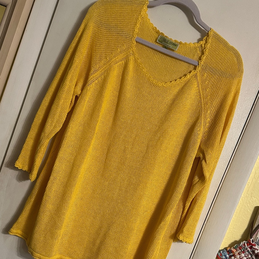 Sigrid Olsen Mustard Knit Top